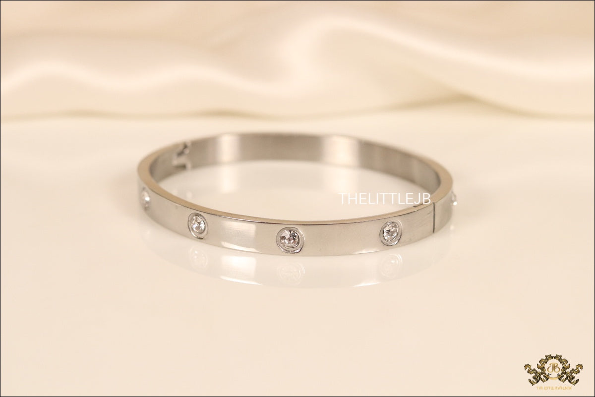 Platinum Plated openable bracelet with zircons