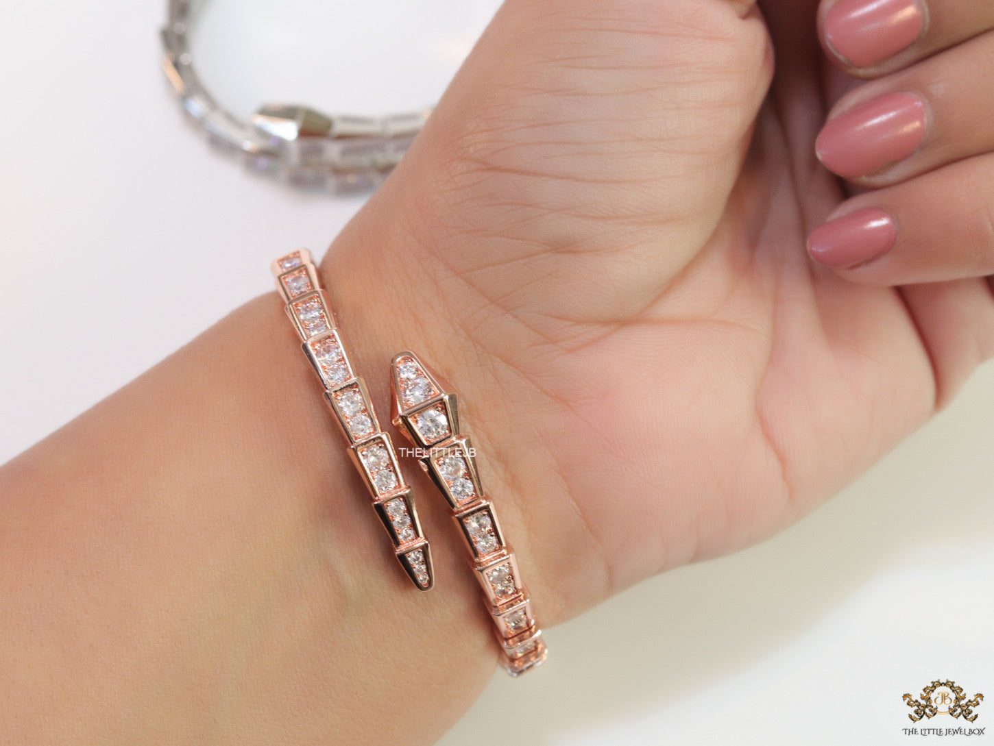 Rose gold cz serpent bracelet