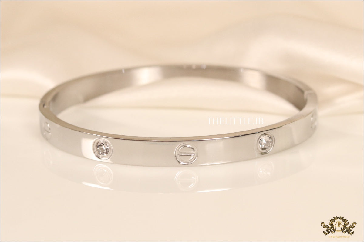 Women's Platinum Plated love bracelet with screws and zircons