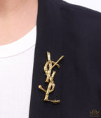 Glossy finish gold plated alphabet brooch