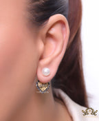 Pearl tops with alphabet inscribed cz and golden heart drops