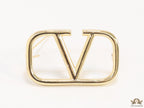 Alphabet V Gold brooch
