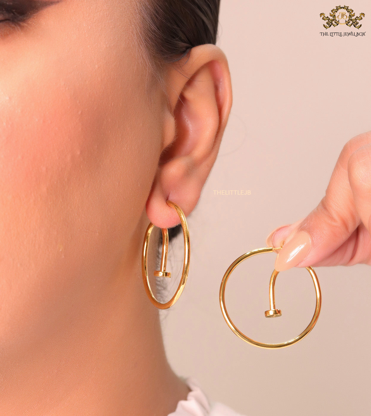 Gold plated Nail Hoop earrings