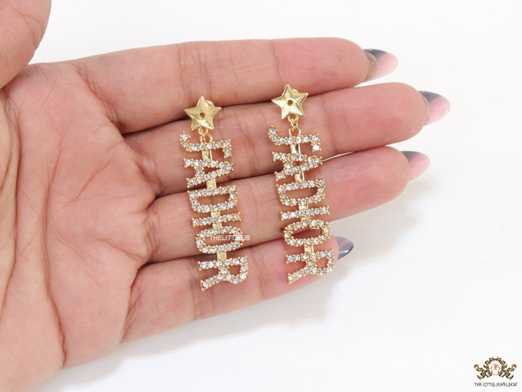 Gold plated cz alphabet dangles