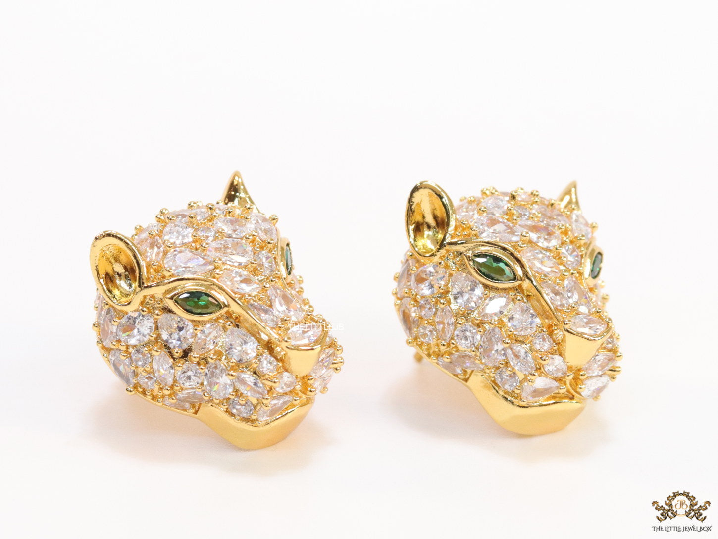 Cz Panther studs in golden finish