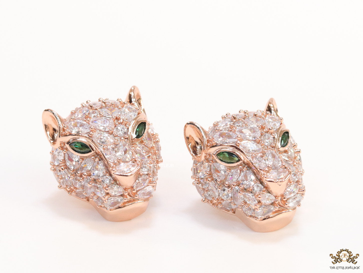 Cz panther studs in rose gold finish