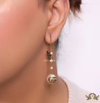 Gold plated ball and chain pattern twin G dangles with pearl