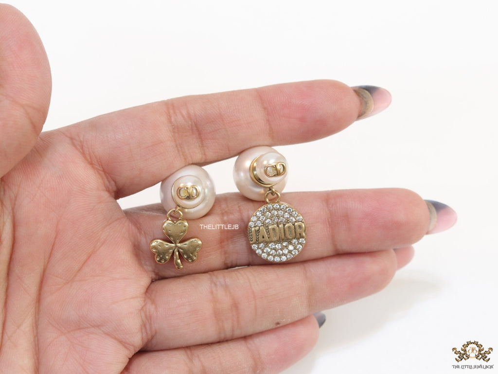 Pearl bomber earrings with fancy hangings