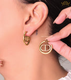 Golden alphabet CD hoop earrings