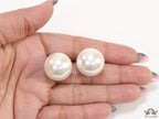 20mm round white pearl stud earrings