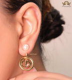 Golden alphabet earrings with pearl tops