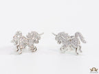 Unicorn cz stud earrings in platinum 15mm