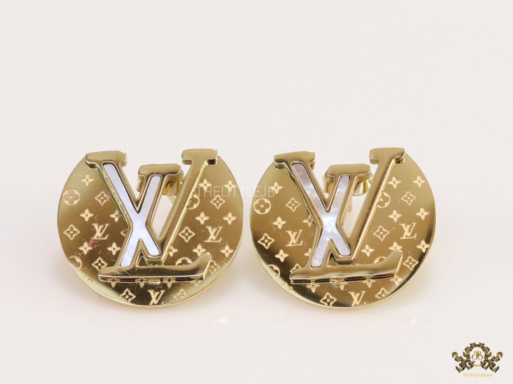 Gold plated stud earrings with alphabet motifs
