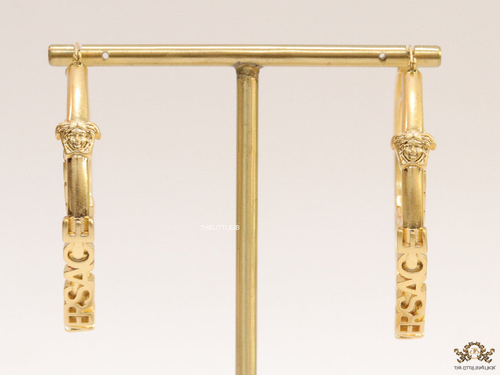 Golden Medusa hoops with alphabets 62 mm