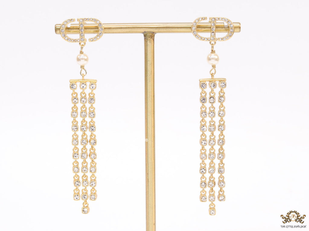 Golden alphabet dangles with long cz tassels