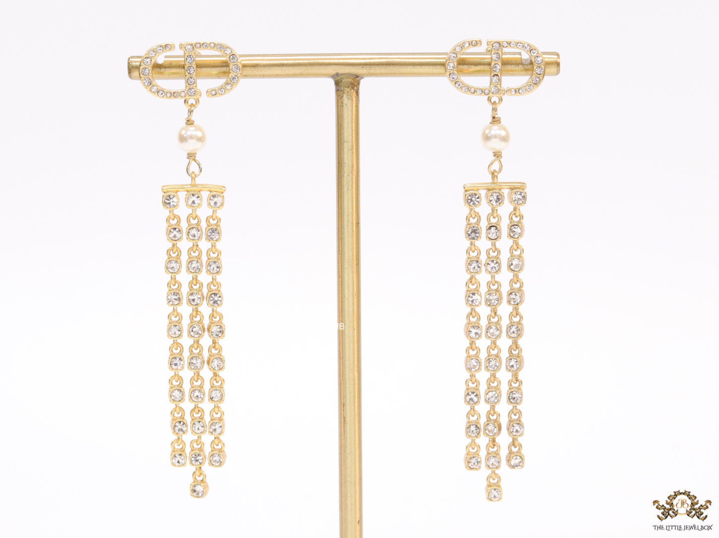 Golden alphabet dangles with long cz tassels