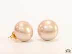 20mm button shape soft pink pearl studs