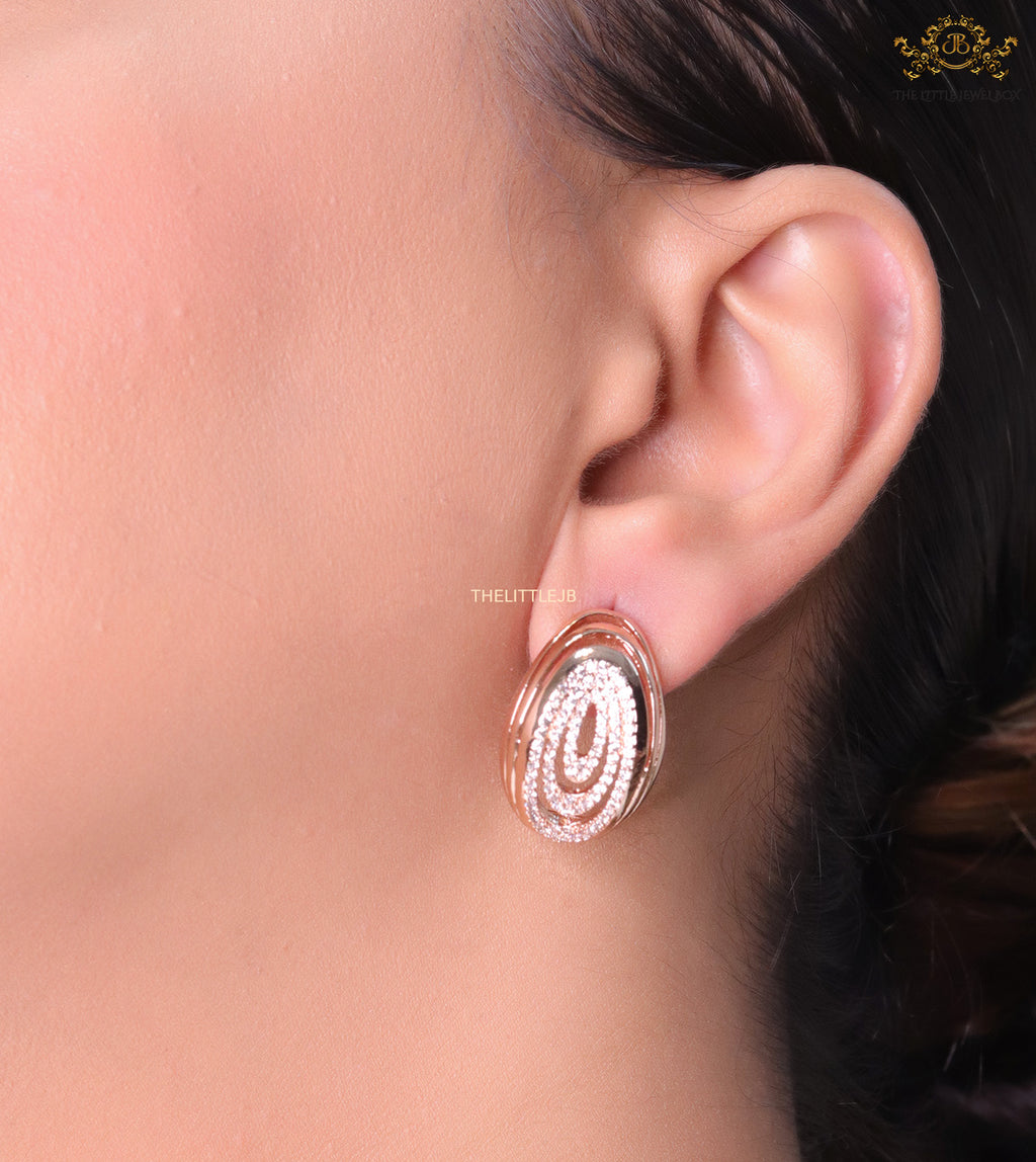 Rose gold oval cz earrings