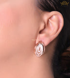 Rose gold oval cz earrings