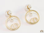 Pearl bomber earrings with golden alphabet ring drop