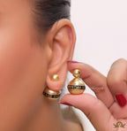 Gold plated lobe shape studs with alphabets