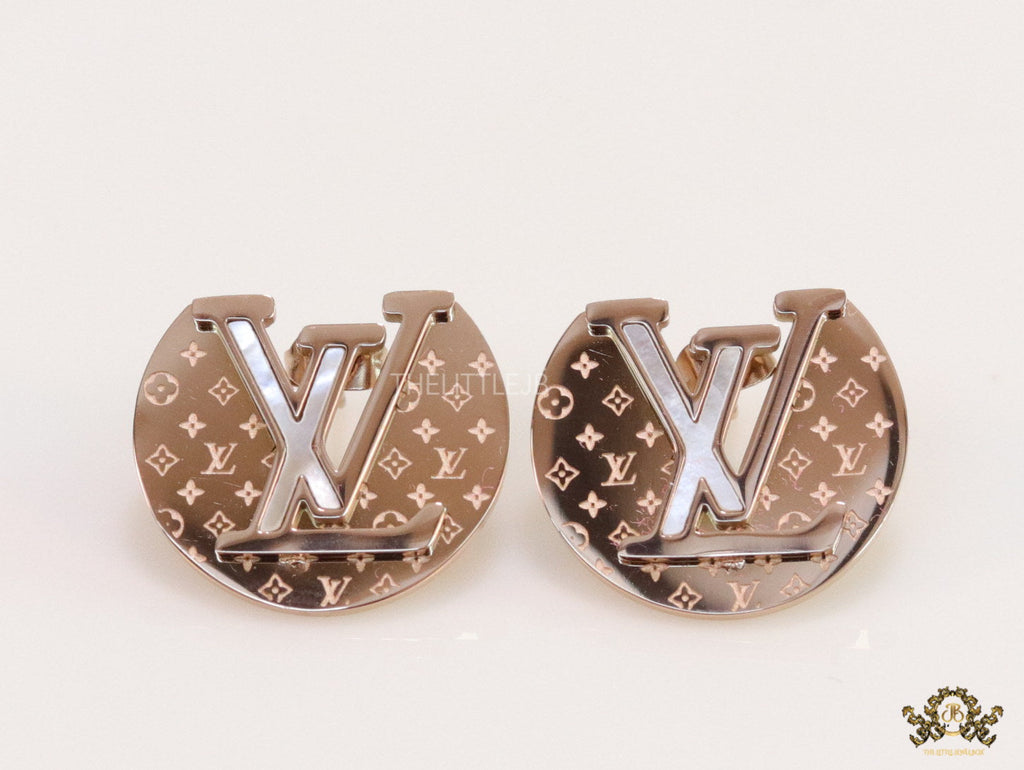 Rose gold plated stud earrings with alphabet motifs