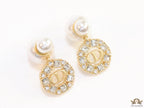 Pearl bomber studs with round cz alphabet drops