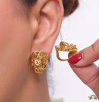 Gold plated 3d panther skull clip back studs in cutwork