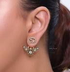 Antique gold plated twin G and floral earrings