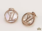 Rose gold plated alphabet stud earrings with MOP