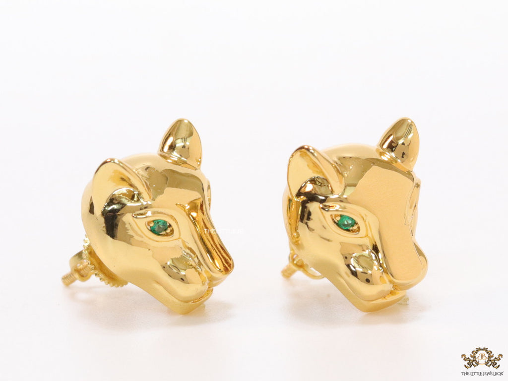 Golden panther face studs