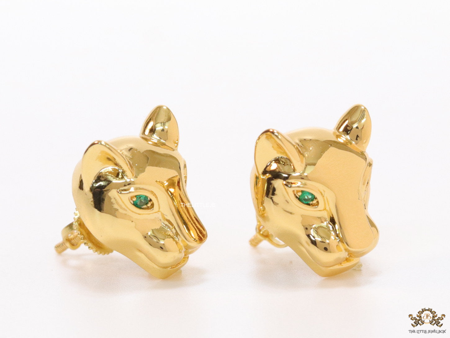 Golden panther face studs