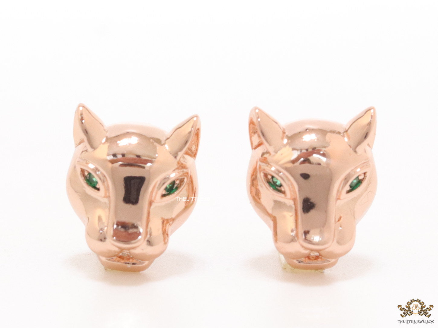 Rose gold panther face studs