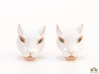 White and rose gold panther face studs
