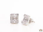 Platinum plated cz baguette studs with cz pointers