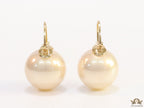16mm champagne pearl earrings with golden loop