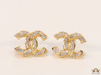 Gold plated entwined twin C motif cz studs