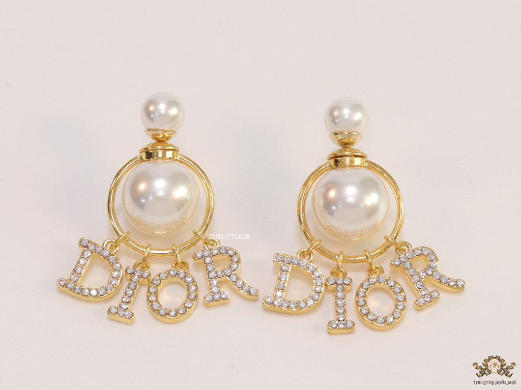 Cz alphabet drop pearl bomber studs