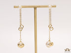 Gold plated long chain alphabet dangles with pearl
