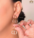 Designer alphabet earrings in gold and cz