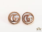 Rose gold plated twin G motif studs with MOP