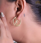 Gold plated L and V alphabet hoops 29 mm
