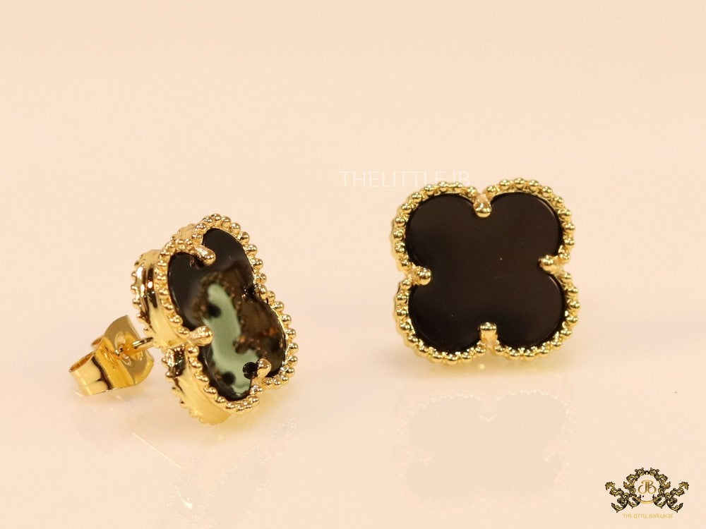 Golden and black clover studs