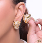 Cz Panther studs in golden finish