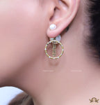Gold plated pearl bomber earrings with alphabets