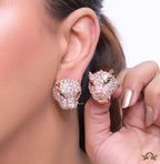 Cz panther studs in rose gold finish