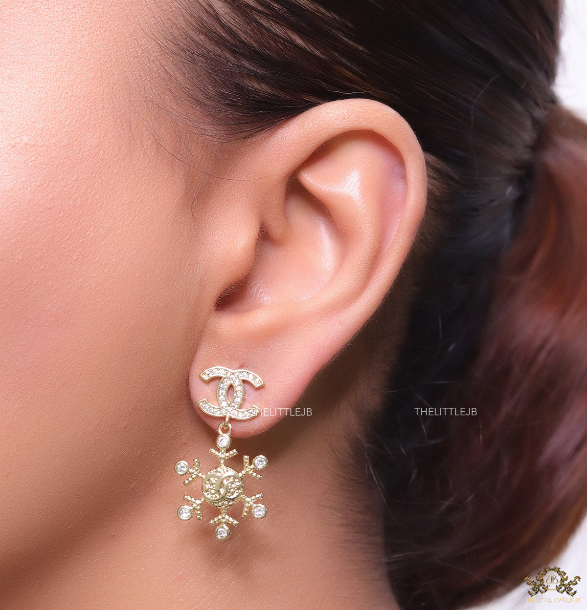 Twin C motif fancy cz earrings
