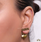 Golden alphabet and charm earrings