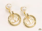 Golden alphabet earrings with pearl tops