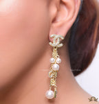 Twin C cz tops with chain alphabet and pearl drops